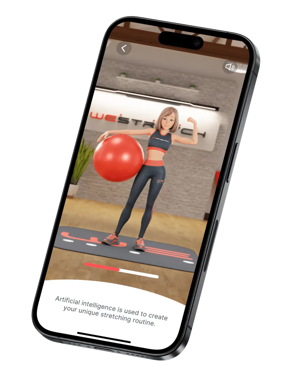 The WeStretch app displaying a personalized stretching routine