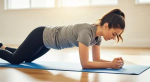 An image of a person holding a modified plank to strengthen the core.
